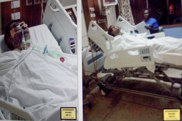 صور أدلة من المحكمة تظهر توني سانغاني في المستشفى عام 2014